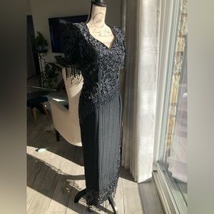 VINTAGE SHOW MAX ORIGINALS BEADED DRESS WITH SIDE SLIT AND CUT OUTS SIZE S/36